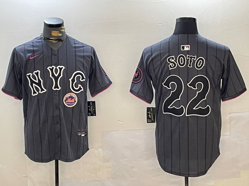 Men New York Mets #22 Soto Black City Edition 2024 Nike MLB Jersey style 3